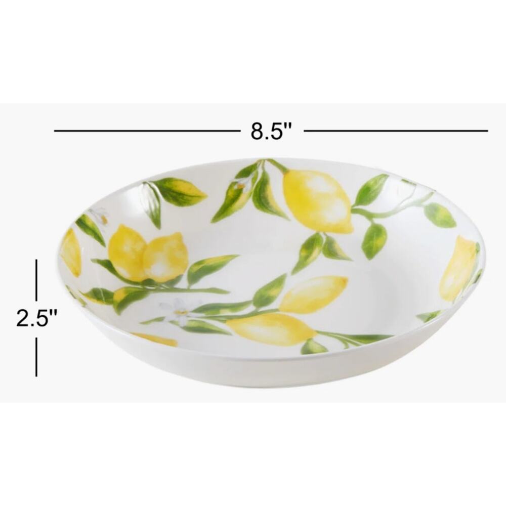 Mikasa Bone China Lemons Yellow Green Pasta Bowls 8.5” Diameter NEW Set of 4 - Picture 5 of 5